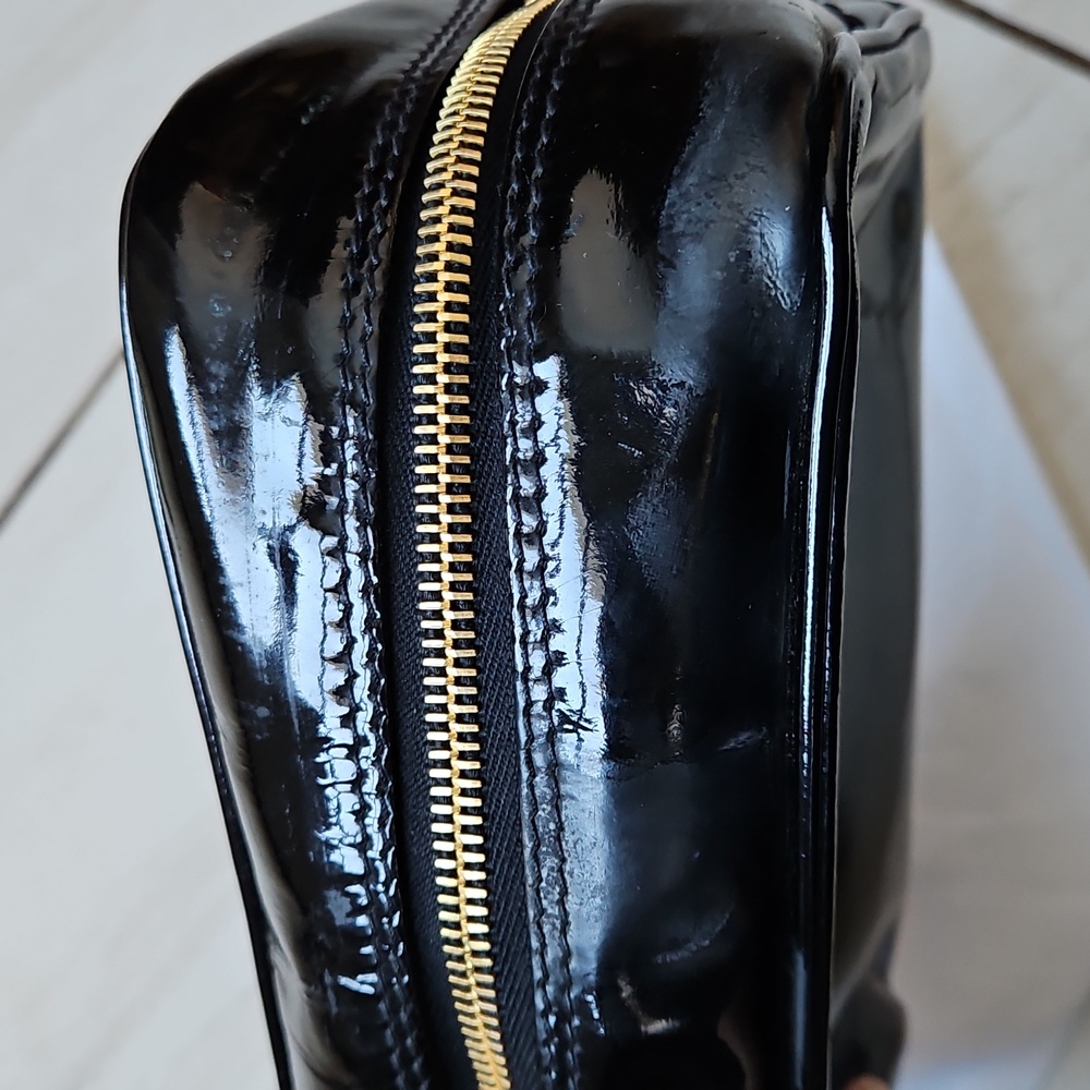 CHANEL Black Patent Leather Cosmetic Bag - Picture 12 of 15